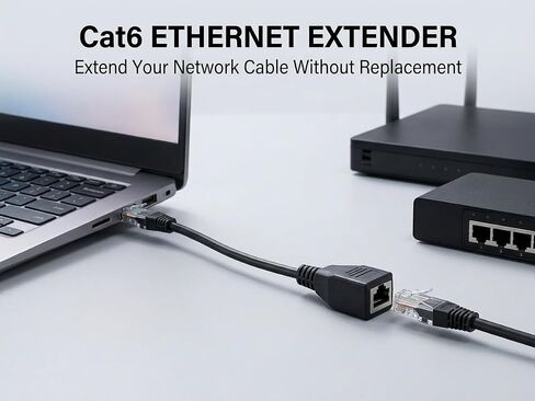 RJ45 Extension Cable Haokiang Ethernet Extension Cable Network Cat6 Extension Patch Cable RJ45 Male to Female Connector Network Extension Cable (1ft) in Kuwait