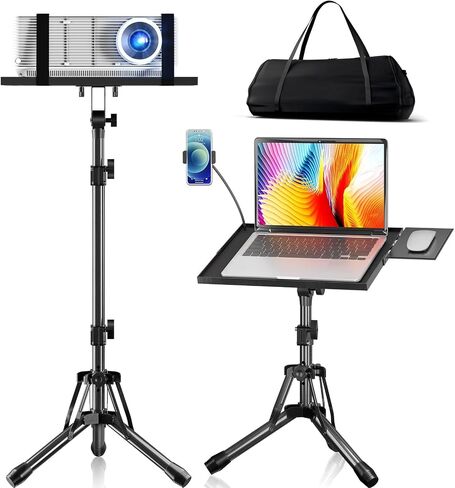 Projector Stand Adjustable Height 20" to 61", Foldable Laptop Tripod Stand with Mouse Tray & Phone Holder, Portable Laptop Floor Stand for Office, Home, Stage, Studio, Podium, DJ Racks Holder Mount in Kuwait