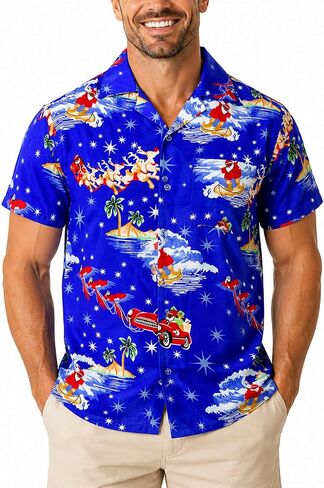 KING KAMEHA Funky Hawaiian Shirt, Shortsleeve, Christmas, Candycane, Black, 5XL in Kuwait