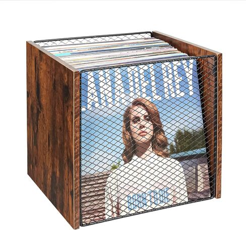 Record Holder Shelf Vinyl Record Storage Furniture,DIY Stackable 50-100 Records Visualize Album Storage Box Cube Natural Wooden Organizer Crate Records Cabinet Record Vinyl Storage in Kuwait