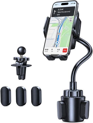 TECKNET Cup Holder Phone Mount for Car - Vent Clip with Cars, Trucks - Adjustable Gooseneck Cradles - Compatible with iPhone, Samsung, Google and Other 4''-7'' Cell Phones in Kuwait