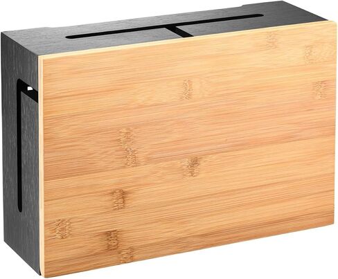 Cable Management Box with Magnetic Bamboo Lid & Cable Ties- Elegant, Durable Cable Organizer Box to Hide Cords and Power Strip- Wall Mountable Cable Box Hider for Home, Office, Desk & More (White) in Kuwait