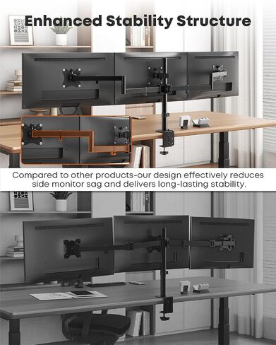 Dual Monitor Stand, Heavy Duty Vertical Stack Monitor Mount for 2 Screens Up to 32", Extra Tall 31.6" Pole Monitor Desk Mount, VESA 75x75/100x100, with C Clamp/Grommet Base, Black in Kuwait