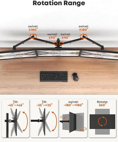 Dual Monitor Stand, Heavy Duty Vertical Stack Monitor Mount for 2 Screens Up to 32", Extra Tall 31.6" Pole Monitor Desk Mount, VESA 75x75/100x100, with C Clamp/Grommet Base, Black in Kuwait