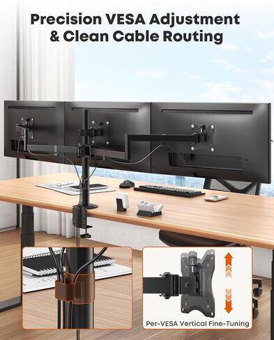 Dual Monitor Stand, Heavy Duty Vertical Stack Monitor Mount for 2 Screens Up to 32", Extra Tall 31.6" Pole Monitor Desk Mount, VESA 75x75/100x100, with C Clamp/Grommet Base, Black in Kuwait