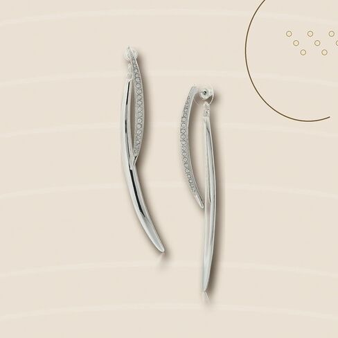 GUESS "Basic" Curved Stick Front/Back Linear Drop Earrings in Kuwait
