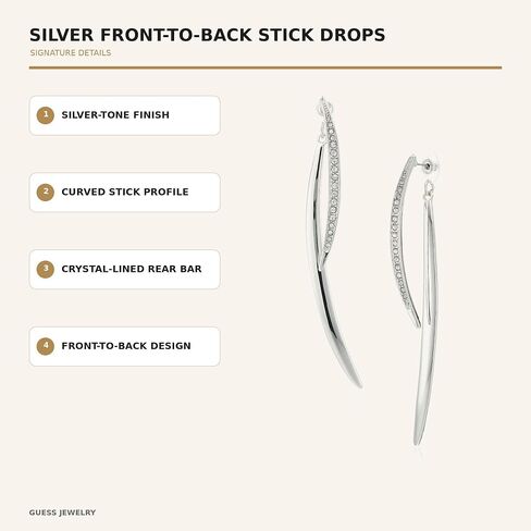 GUESS "Basic" Curved Stick Front/Back Linear Drop Earrings in Kuwait