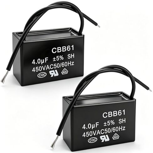 Twidec/2Pcs 450V AC 50/60Hz Run Capacitor 2-Wire Metallized Polypropylene Film Capacitors for Ceiling Fan Motor Start Run 4uf CBB61-4 in Kuwait