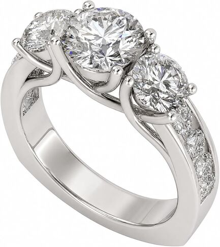 Central Diamond Center Sterling Silver 3 Stone Past Present & Future Ring made with Pure Brilliance Zirconia 2.50ctw & 3.50ctw in Kuwait