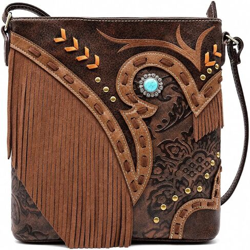 Western Cowgirl Fashion Style Leather Fringe Crossbody Handbags Women Purse Country Everyday Shoulder Bag in Kuwait