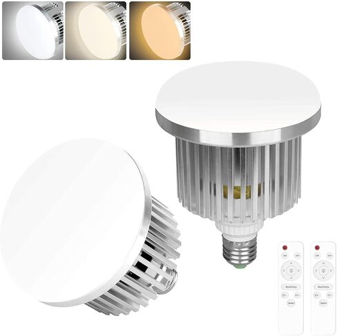 Emart Professional Photography Remote Control LED Light Bulb, Adjustable Color Temperature 3000k to 5500k Lighting Photo Studio Lamp with 3 Light Modes and 10 Brightness Levels - 2 pcs in Kuwait