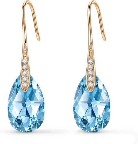 Austrian Crystal Teardrop Dangle Earrings for Women Drop Hook Earring 14K Rose Gold Plated Hypoallergenic Jewelry in Kuwait
