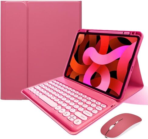 Keyboard Case Compatible with iPad 9th 8th 7th Generation Air 3rd Gen Pro 10.5 Keyboard Case with Bluetooth Mouse Round Key Cute Removable Color Keyboard,Mist Blue in Kuwait