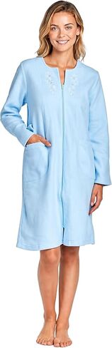 Casual Nights Women's Long Sleeve Zip Up Front Short Fleece Robe in Kuwait