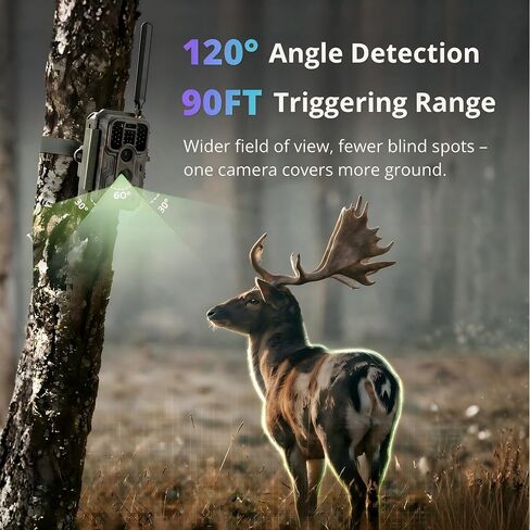BLAZEVIDEO 48MP 1296P WiFi Trail & Game Camera with 0.1s Trigger Speed No Glow Night Vision Motion Activated IP66 Waterproof Wireless Hunting Cam with App for Wildlife Hunting, Yard Security in Kuwait