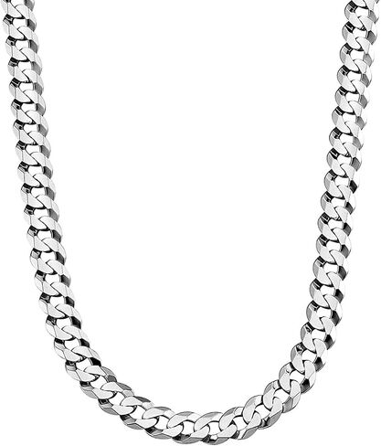 Savlano 925 Sterling Silver 7.5mm Italian Solid Curb Cuban Link Chain Necklace For Men & Women - Made in Italy Comes With a Gift Box in Kuwait