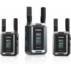 SYNCO G2(A2) 2.4GHz-Wireless-Lavalier-Microphone TFT Screen with 1 Receiver，2 Transmitter/2 External Lav-Mic,Low Cut Filter Function for DSLR Cameras Camcorders Smartphones and Tablets Recorder… in Kuwait