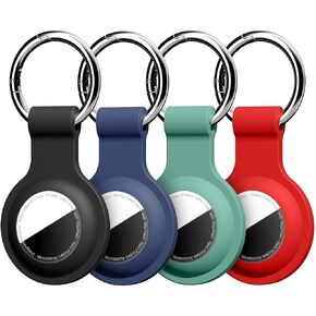 Linsaner Compatible with AirTag Case Keychain Air Tag Holder Silicone AirTags Key Ring Cases Tags Chain Apple AirTag GPS Item Finders Accessories，Wine Red in Kuwait