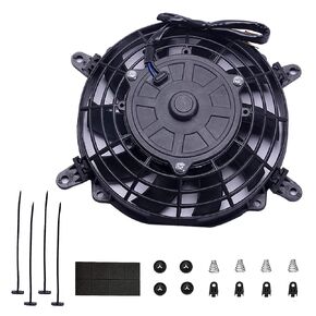 10" inch Electric Cooling Radiator Fan Assembly Reversible Push or Pull Universal Slim 12V Mounting Kit Black in Kuwait