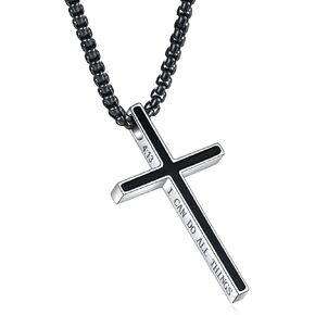 Rnivida Philippians 4:13 Cross Pendant Necklace, I CAN DO ALL THINGS Bible Verse Stainless Steel Necklace Confirmation Jewelry Gifts in Kuwait