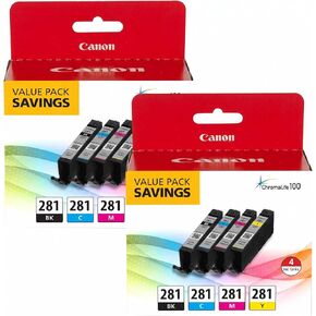 Canon CLI-281 XL BKCMY Four Color Value Pack Compatible to TR8520, TR7520, TS9120 Series,TS8120 Series, TS6120 Series, TS9521C, TS9520, TS8220 Series, TS6220 Series in Kuwait