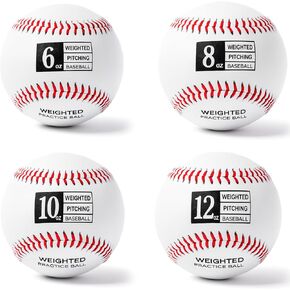 Thorza Weighted Baseballs for Throwing - Help Increase Pitch Velocity - Set of 4 Practice Baseballs Ranging from 6oz to 12oz in Saudi Arabia