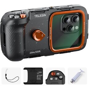 TELESIN Waterproof Case for GoPro Hero 12 Hero 11 Hero 10 Hero 9 Black, Underwater Dive Case Housing Shell Supports 60M/196FT Deep Diving Scuba Snorkeling with Bracket Screw GoPro Accessories in Kuwait