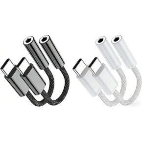 Fidioto USB C to 3.5mm Audio Adapter, 2Pcs USB C to 3.5mm Audio Adapter Compatible with iPhone 15 Plus/15 Pro Max, Samsung Galaxy S23 S22 S21 S20 Ultra, Pixel, iPad Pro, MacBook in Kuwait