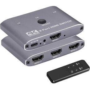 محول HDMI 4 كيه 4×1، 4K@60Hz 4 في 1 مخرج HDMI مع جهاز تحكم عن بعد بالاشعة تحت الحمراء، يدعم HDCP 2.2 4K@60Hz UltraHD HDR10 3D HD1080P دولبي DST، مقسم HDMI لبلاي ستيشن 4 واكس بوكس وابل تي في فاير ستيك in Kuwait