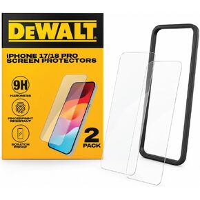 واقي شاشة زجاجي من DEWALT لهاتف iPhone 12 Pro Max - واقي شاشة من الزجاج المقوى المتوافق مع Apple - حماية شاشة سهلة التركيب لجهاز iPhone 12 Pro Max - يتضمن أداة التوزيع - عبوتين in Kuwait