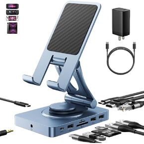 USB C Hub (11-in-1) with SD TF 4.0 Reader, 4K@60Hz HDMI, RJ45, Audio, USB A, USB C, Foldable and Rotatable USB C Docking Station Stand for iPad, Steam Deck, ROG Ally, iPhone 15, Samsung, Laptop, etc. in Kuwait