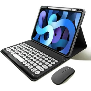 kaitesi Keyboard Case Mouse for iPad 9th/8th/7th Generation 10.2 inch iPad Air 3 iPad Pro 10.5 inch Detachable Bluetooth Keyboard Cute Round Keys (Dark Pink) in Kuwait