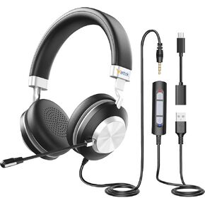 Wantek USB Headset with Microphone Noise Cancelling & in-line Controls, Computer Headset for Laptop PC Call Center Business Skype Zoom SoftPhone,Office Wired Headset Clear Chat, Ultra Comfort in Kuwait