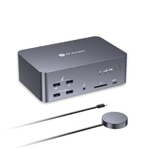 محطة إرساء الوصول إلى AV، مفتاح KVM مزدوج الشاشة لأجهزة الكمبيوتر المحمول وسطح المكتب، شحن من النوع C 60 وات للكمبيوتر المحمول، إيثرنت، EDID، مع HDMI ومنفذ DisplayPort، USB-C MST مزدوج 4K@60 هرتز، 1080P@240 هرتز، 2K@144 هرتز، USB 3.0، ألومنيوم in Kuwait