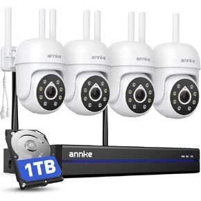 ANNKE 8CH Wired Outdoor Security Camera System with AI Human/Vehicle Detection, 5MP Lite H.265+ CCTV DVR Recorder and 4 x 1080P Surveillance Cameras, Email Alert with Snapshots, No Hard Drive in Kuwait