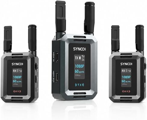 SYNCO G2(A2) 2.4GHz-Wireless-Lavalier-Microphone TFT Screen with 1 Receiver，2 Transmitter/2 External Lav-Mic,Low Cut Filter Function for DSLR Cameras Camcorders Smartphones and Tablets Recorder… in Kuwait