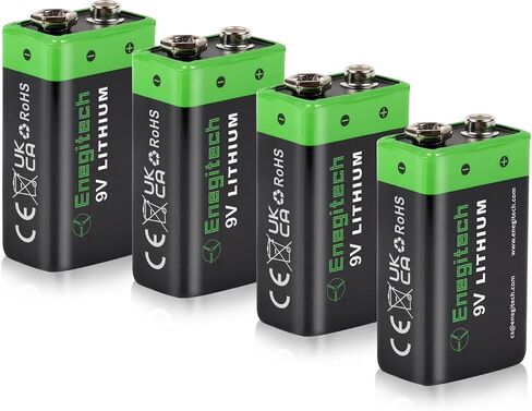 Enegitech 9V Lithium Battery, 9 Volt Lithium Battery 1200mAh for Smoke Detector, Fire Alarm, Keyless Entry Door Lock, Multimeter, Metal Detector Non-Rechargeable 4 Pack in Saudi Arabia