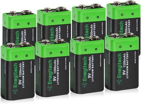 Enegitech 9V Lithium Battery, 9 Volt Lithium Battery 1200mAh for Smoke Detector, Fire Alarm, Keyless Entry Door Lock, Multimeter, Metal Detector Non-Rechargeable 4 Pack in Saudi Arabia