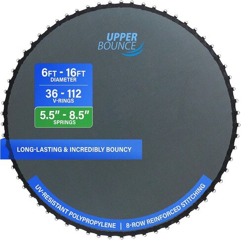 Machrus Upper Bounce Trampoline Replacement Mat 7.5FT 8FT 10FT 11FT 12FT 13FT 14FT 15FT 16FT with V-Rings - UV & Water Resistant in Kuwait