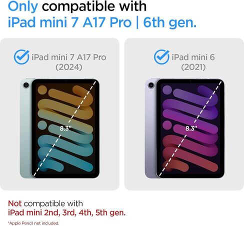Spigen for iPad mini 7 Case A17 Pro (2024), 8.3 Inch Rugged Armor iPad mini 7th/6th Generation Case (2024/2021), Matte Black in Kuwait