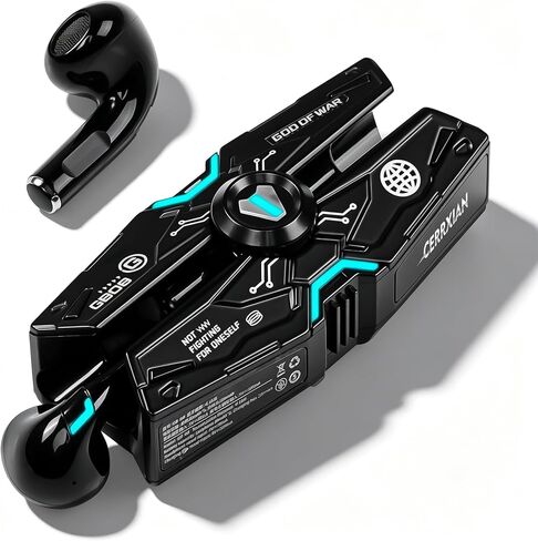 CERRXIAN Wireless Earbuds,Red Bluetooth Earbuds with Charging Case LED, High-Fidelity Stereo for iOS/Android,Gaming/Running/Fitness/Work (Black) in Kuwait