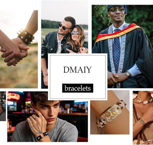 Dmaiy Boho leather bracelets Vintage Brown Bracelet Buckle Clasp Rose Bracelets Handmade for Women and Men in Kuwait