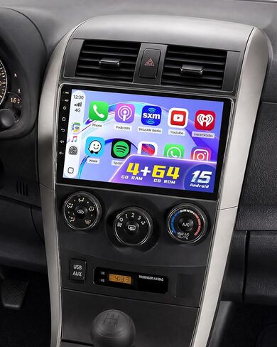 Roinvou 4+64G Android Carplay Stereo for Toyota Corolla 2009-2013, 9" Touch Screen Carplay Android Auto with 32EQ Bluetooth WiFi GPS Navigation Mirror Link 1280 * 720 Resolution in Kuwait