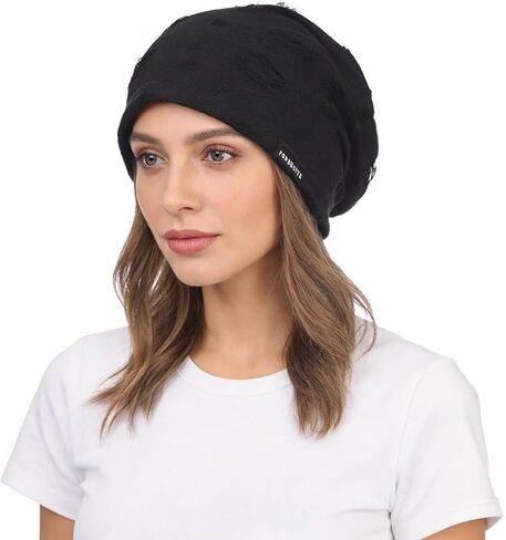 Ruphedy Men's Slouchy Beanie Summer Thin Hollow Long Oversized Skull Cap B301 in Kuwait