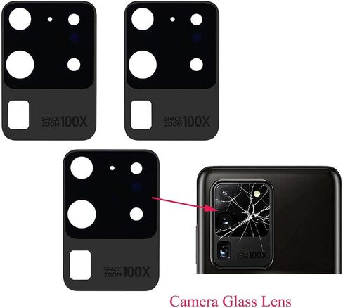 Ubrokeifixit Galaxy S20 Ultra Back Rear Camera Glass Lens Cover Replacement for Samsung Galaxy S20 Ultra 6.9" SM-G988 All Versions(NOT for S20 6.2,NOT for S20+ 6.7) (S20 Ultra 6.9/3pcs/Black) in Kuwait