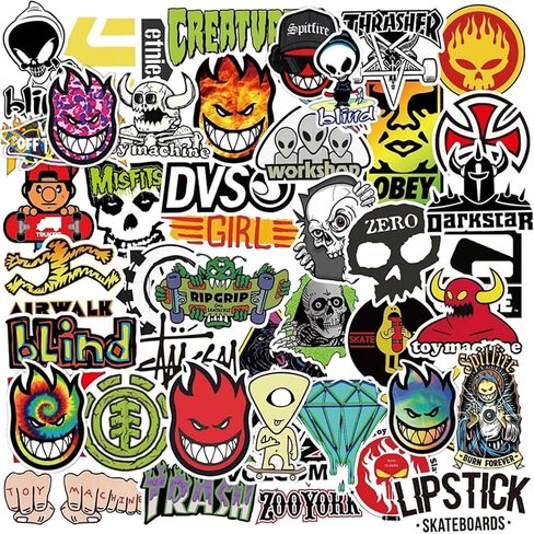 Skateboard Stickers 100Pcs/Pack Cool Waterproof Stickers for Laptop Water Bottle Suitcase Phone, Skateboarding Stickers Decal for Teens Boys Adults in Kuwait
