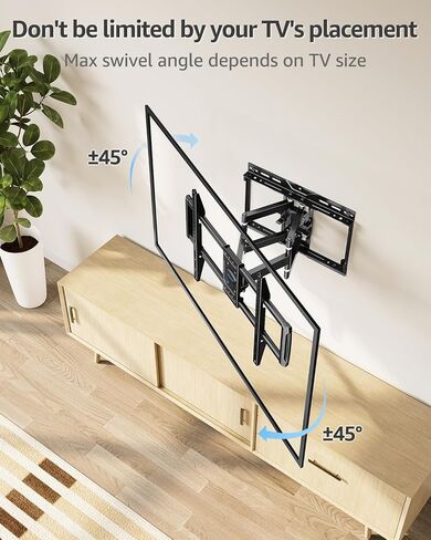 MOUNTUP Full Motion TV Wall Mount for Most 37-82'' TV, Premium Ball Bearings Design for Ultra-Slim OLED TV Smooth Swivel & Extension, TV Mount Bracket Articulating Arm Holds 100LBS, Max VESA 600x400mm in Kuwait
