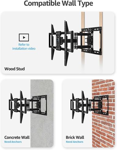 MOUNTUP Full Motion TV Wall Mount for Most 37-82'' TV, Premium Ball Bearings Design for Ultra-Slim OLED TV Smooth Swivel & Extension, TV Mount Bracket Articulating Arm Holds 100LBS, Max VESA 600x400mm in Kuwait