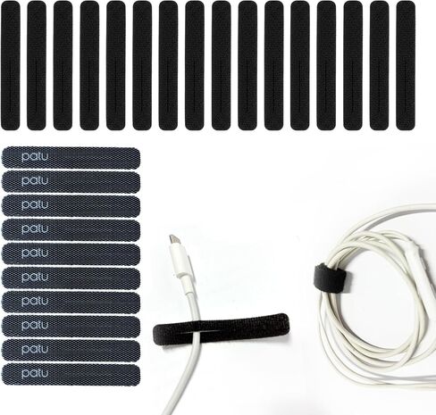 Patu Reusable Fastening Cable Ties - 30 Pcs 3 Inch Microfiber Cloth Hook and Loop Cord Management Wire Organizer Straps, Black in Kuwait