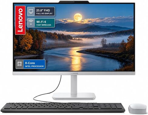 Lenovo Ideacentre A540 Business All-in-One Desktop, 23.8" FHD Screen, AMD Ryzen 5 Pro 4650GE, 16GB RAM, 1TB SSD, Webcam, HDMI, Wi-Fi, Wireless Keyboard & Mouse, Windows 11 Pro, Black in Kuwait